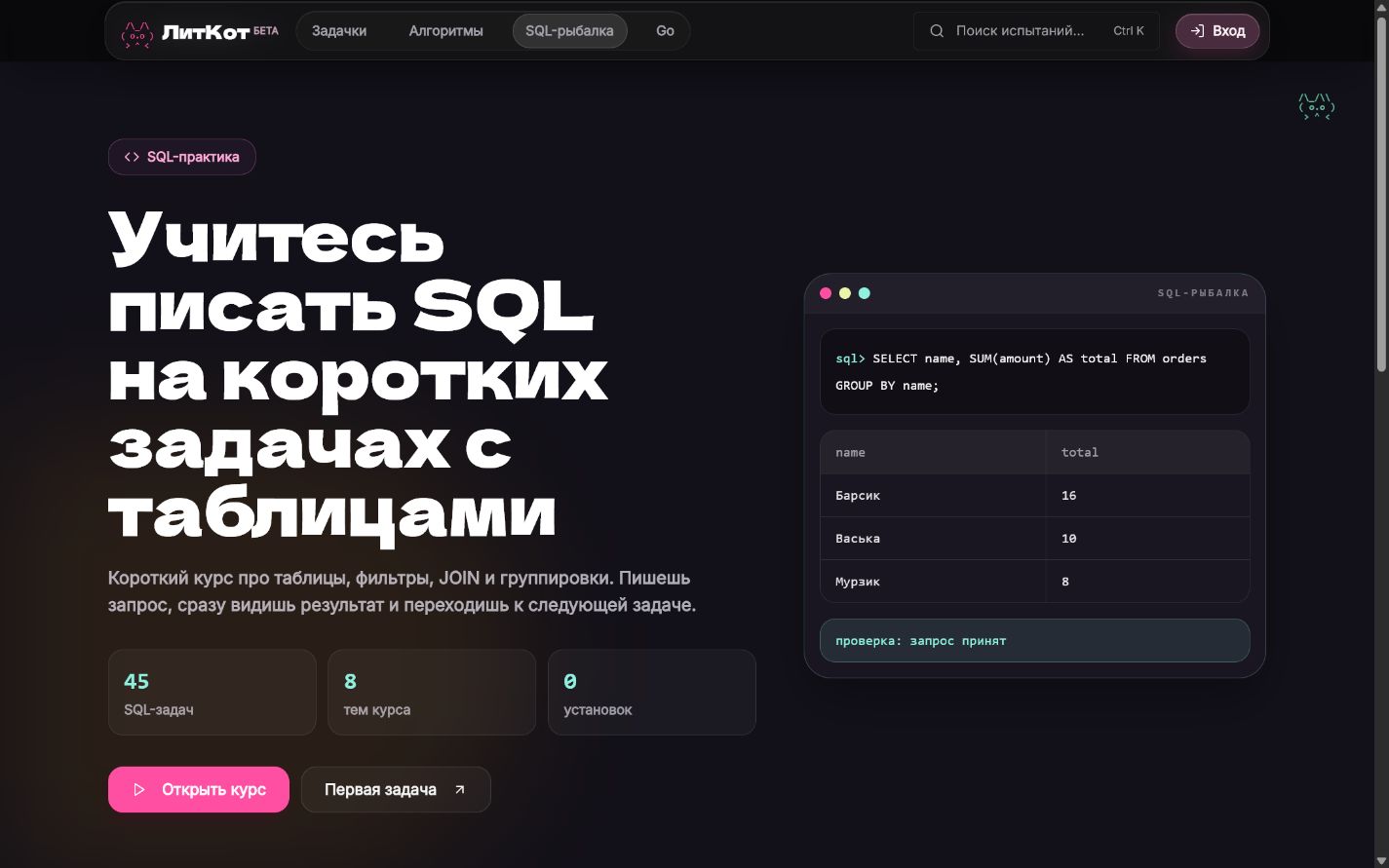 SQL-рыбалка — отдельное направление практики в ЛитКоте
